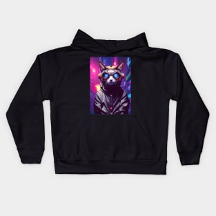 Techno Cat In Japan Neon City Kids Hoodie